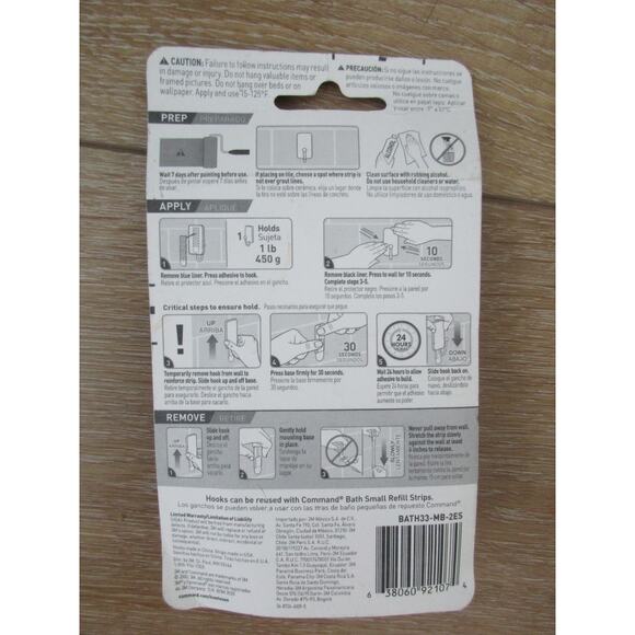 3M Command 1lb Bath Hooks Bronze 2 Pack Lot of 3 - Picture 3 of 3